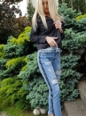 Spodnie Jeans con Strisce, niebieskie, rozpinane na zamek nogawki