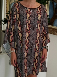 Sukienka- tunika Serpente  con Rosso wężowy wzór z akcentem czerwonym