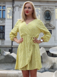 Sukienka w kwiatuszki złocone, żółta