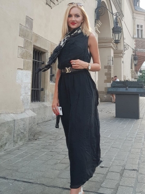  Czarna długa jedwabna sukienka Roma Nero 