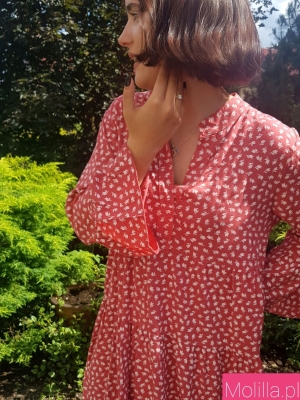  Malinowa Sukienka w  kwiatuszki  Robe Framboise Parisien 