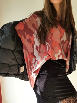 Bluza Oversize Moro Bordo, Róż, Srebro 