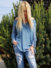 Jedwabna, niebieka bluzka, tunika Spagna Blu