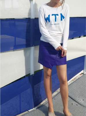 Biała Bluzka z niebieskim nadrukiem World Top Model - WTM 